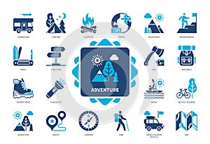 Adventure solid icon set