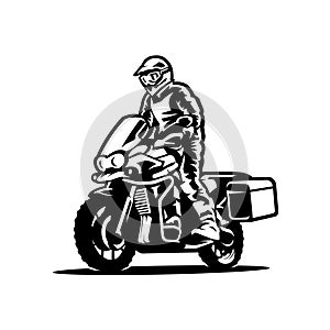 Adventure sport motorcycle silhouette vector art isolated
