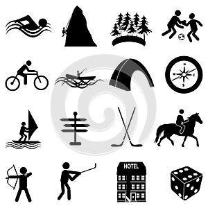 Adventure sports icons set