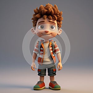 Adventure-themed 3d Cartoon Character Daniel With Vray Tracing