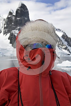 Adventure tourist in Antarctica