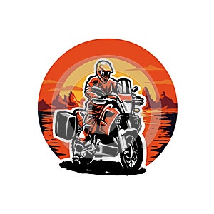 Adventure Trail Motor Bike Emblem Logo Vector Isolated