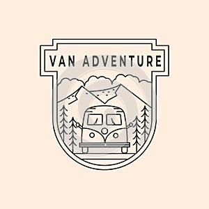 adventure van dakota line art logo symbol illustration design