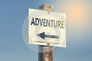 Adventure word and arrow signpost 3