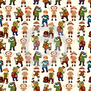 Adventurer people seamless pattern