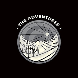 The adventures illustration on black background