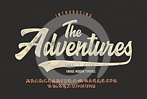 Brush Script Font Original Retro Typeface Vector photo