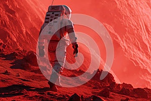 Adventurous Astronaut red planet. Generate Ai