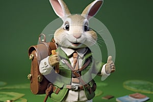 Adventurous Bunny Character with Backpack