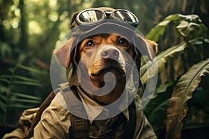 Adventurous Dog Exploring The Jungle As A Safari Adventurer