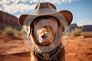 Adventurous Dog Ready To Conquer The Wilderness With A Cowboy Hat