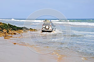 Adventurous Driving Along the Beach