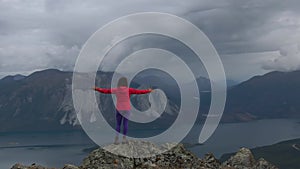 Adventurous Girl Hiking up Nares Mountain