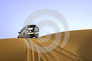 Adventurous jeep ride on Dubai sand dunes desert