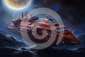 Adventurous Man galaxy boat ship. Sky galaxy