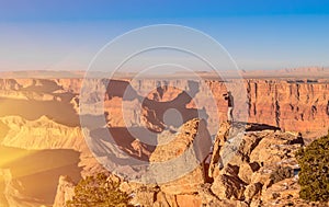 Adventurous man taking a photo at Grand Canyon bef