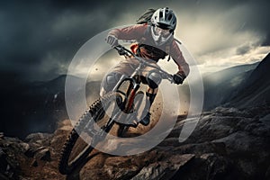 Adventurous Mountain biker. Generate Ai