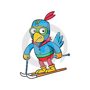 Adventurous Parrot in Disoriented Skiing Fun