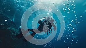 Adventurous scuba diver exploring the serene underwater world