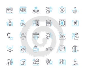 Adverse impact linear icons set. Discrimination, Unfairness, Inequity, Prejudice, Bias, Disadvantage, Harm line vector