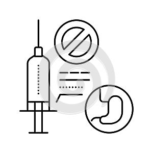 adverse reaction to anesthesia line icon vector illustration