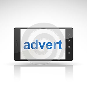 Advert word on mobile phone photo