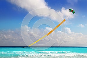 Advertise beach parachute boat yellow copyspace