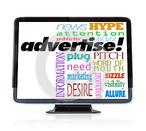 Advertise Marketing Words on HDTV Television