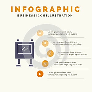 Advertisement, Advertising, Billboard, Poster Solid Icon Infographics 5 Steps Presentation Background