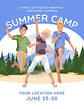 advertisement of a children\'s summer camp.