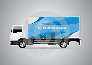 Advertisement or corporate identity design template on white truck