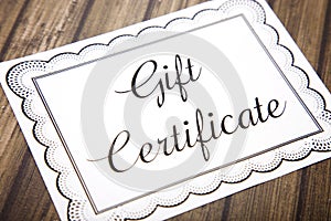 Advertisement for Gift Certificates