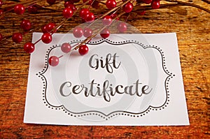 Advertisement for Gift Certificates