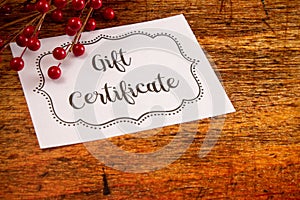 Advertisement for Gift Certificates