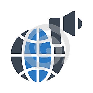 Advertisement glyph colour vector icon