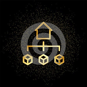 Advertisement, house, news gold icon. Vector illustration of golden particle background. Real estate concept vector illustration