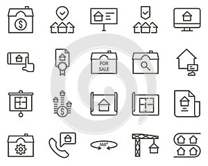 advertisement, house, news set vector icons. Real estate icon set