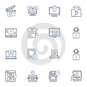 Advertisement line icons collection. Promote, Marketing, Branding, Commercial, Promotional, Advertorial, Publicity