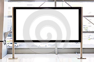 Advertisement mockup. Blank empty billboard inside a shopping mall or metro underground in Dubai, UAE