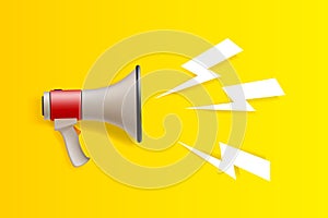 Advertisement Promo Marketing template with Loudspeaker Megaphone. Concept vector illustration.
