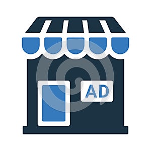Advertisement, store icon. Simple editable vector design isolated on a white background