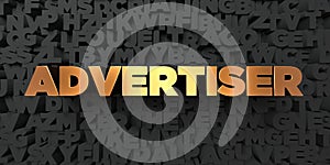 Advertiser - Gold text on black background - 3D rendered royalty free stock picture