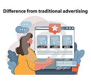 An advertiser highlights the distinctive features of a new brand's online presence.