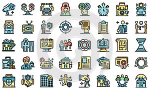 Advertising agent icons set vector flat
