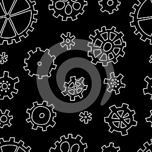 Advertising banner seamless pattern sketch gears.