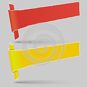 Advertising banners. Two rolls of paper torn.