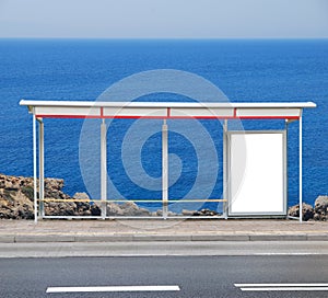 Advertising board at a bus stop