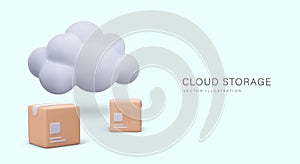 Advertising cloud storage. Concept in realistic style with place for text