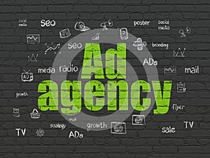 Advertising concept: Ad Agency on wall background