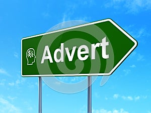 Advertising concept: Advert and Head With Finance